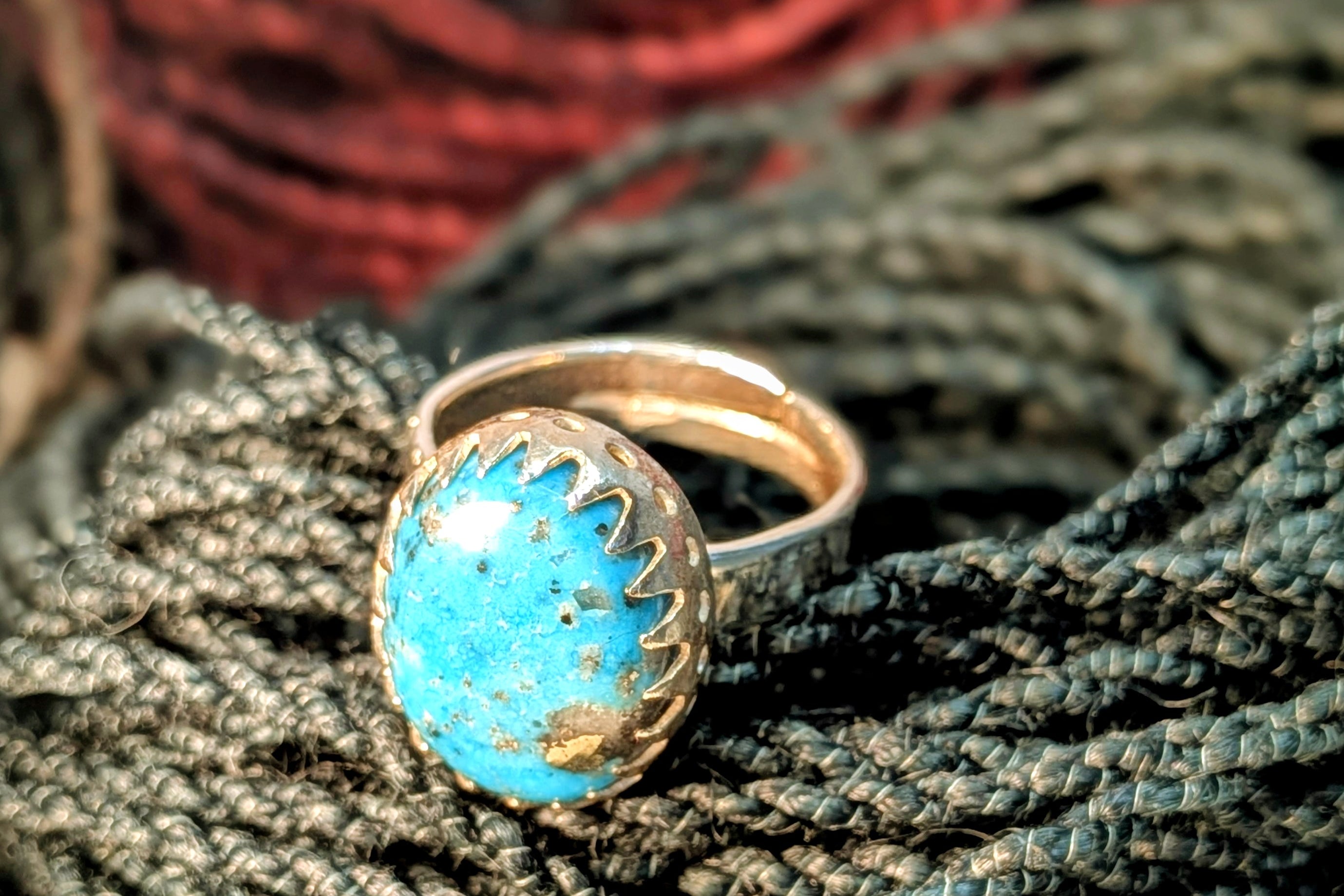 Neela- 925 Silver ring studded with original turquoise (Irani Phiroza)