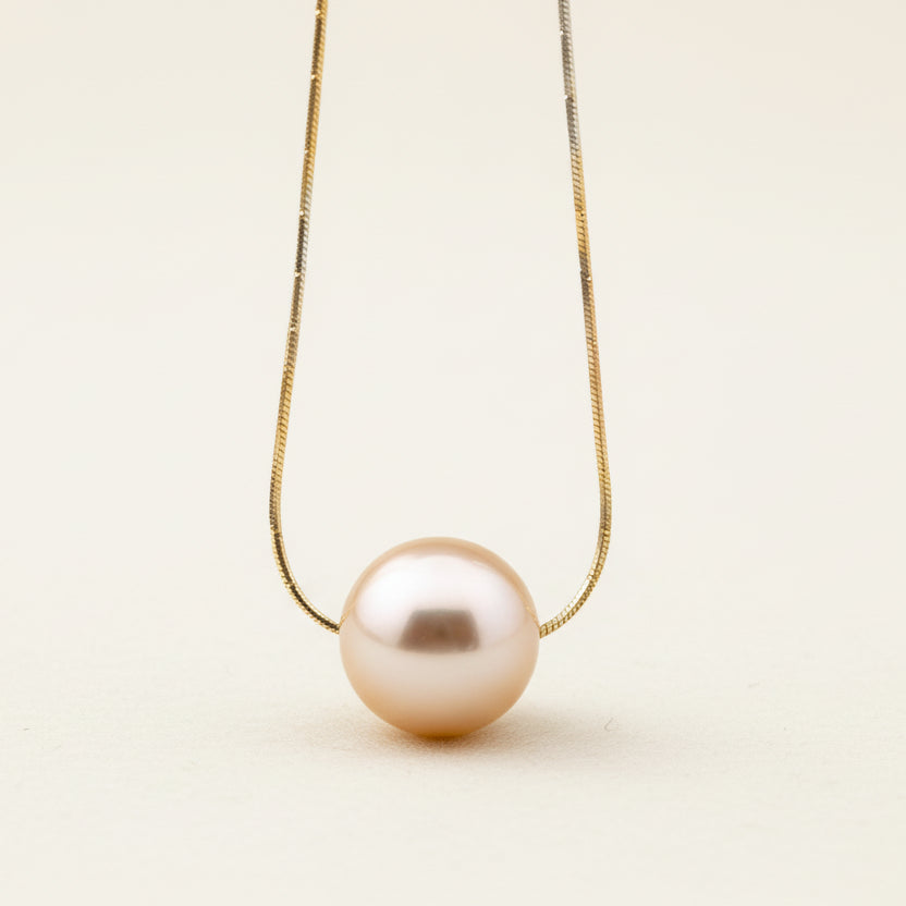 Padma - Golden South Sea Pearl Necklace with Sterling Silver Chain