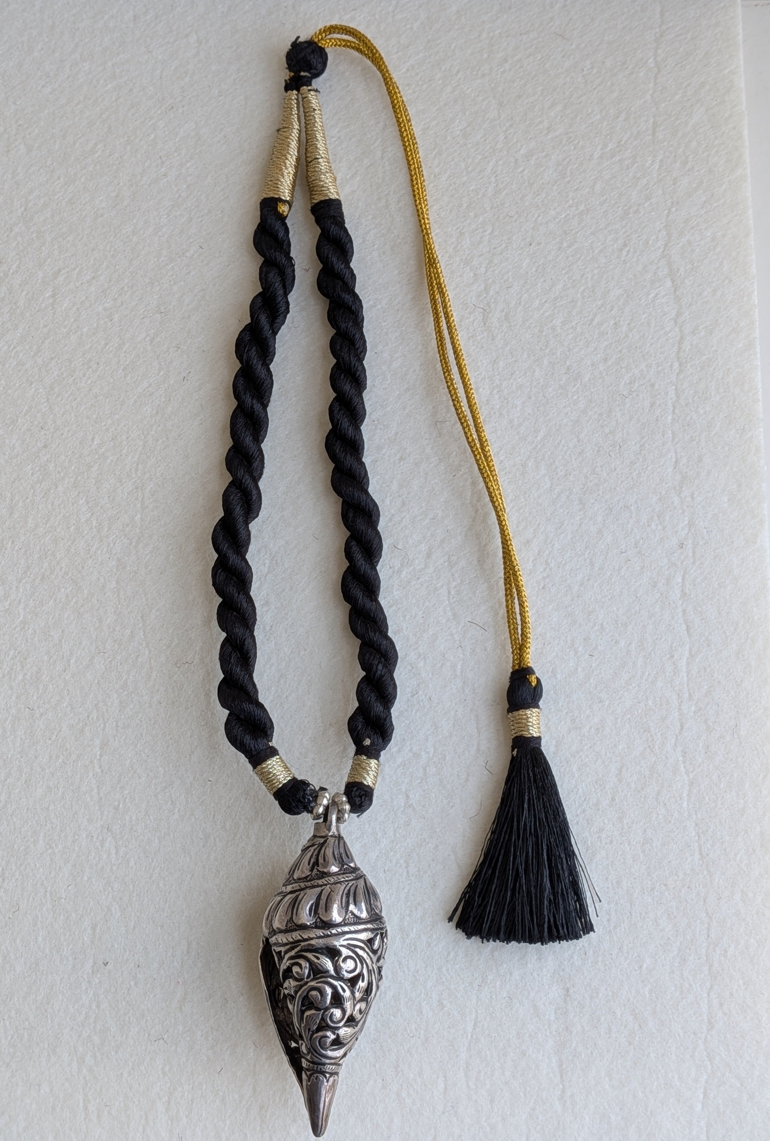 Shankha - Handcrafted Chittai Silver Necklace with Shankha (Conch) Motif Pendant