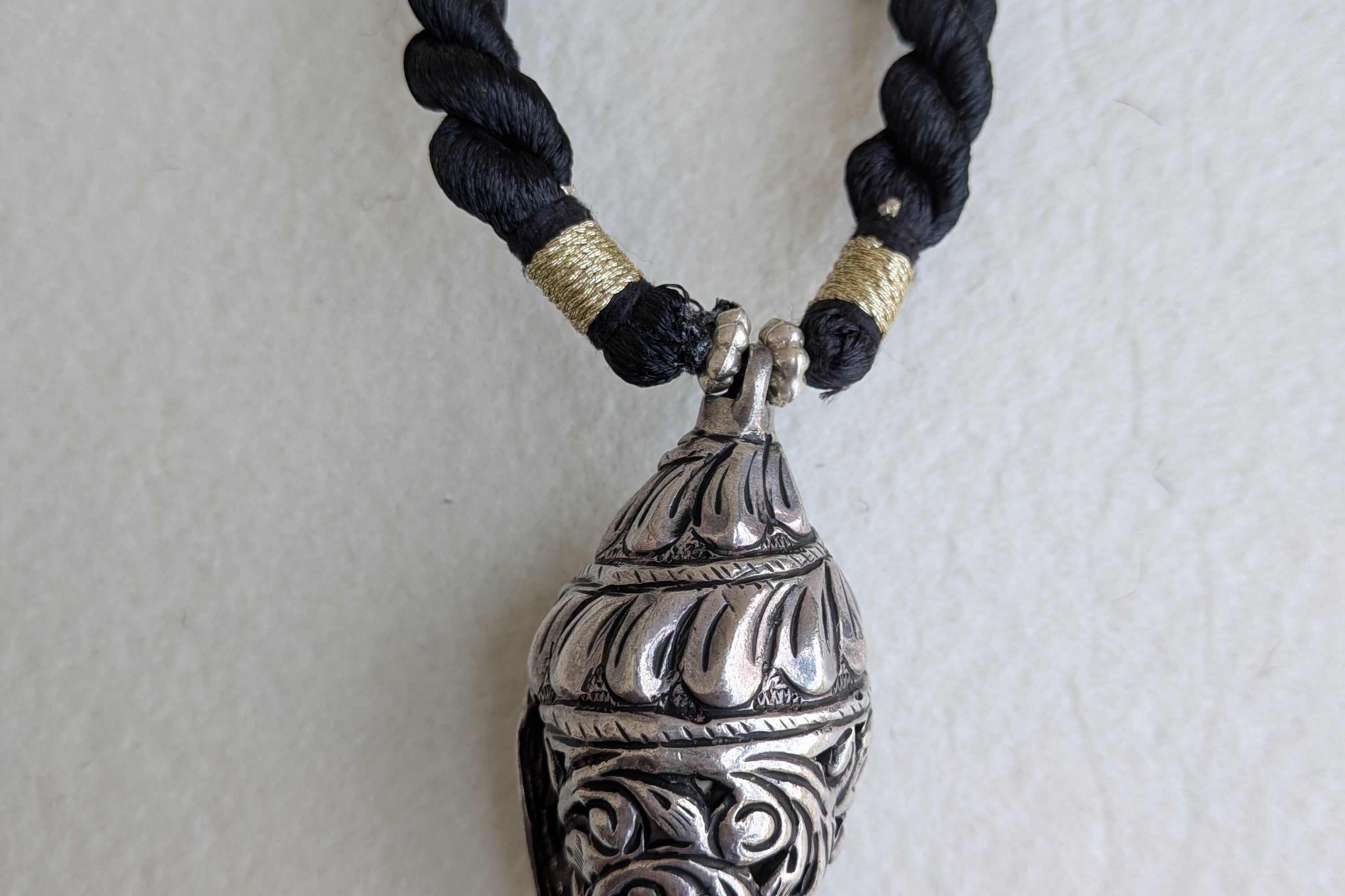 Shankha - Handcrafted Chittai Silver Necklace with Shankha (Conch) Motif Pendant