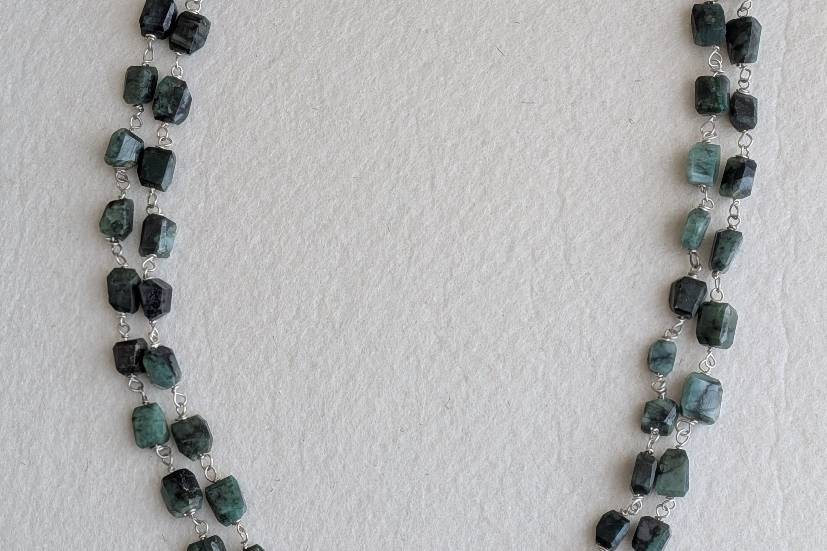 Panna - Hairloom Emerald & Labradorite Necklace with Intricate Jadau Work - 925 Silver