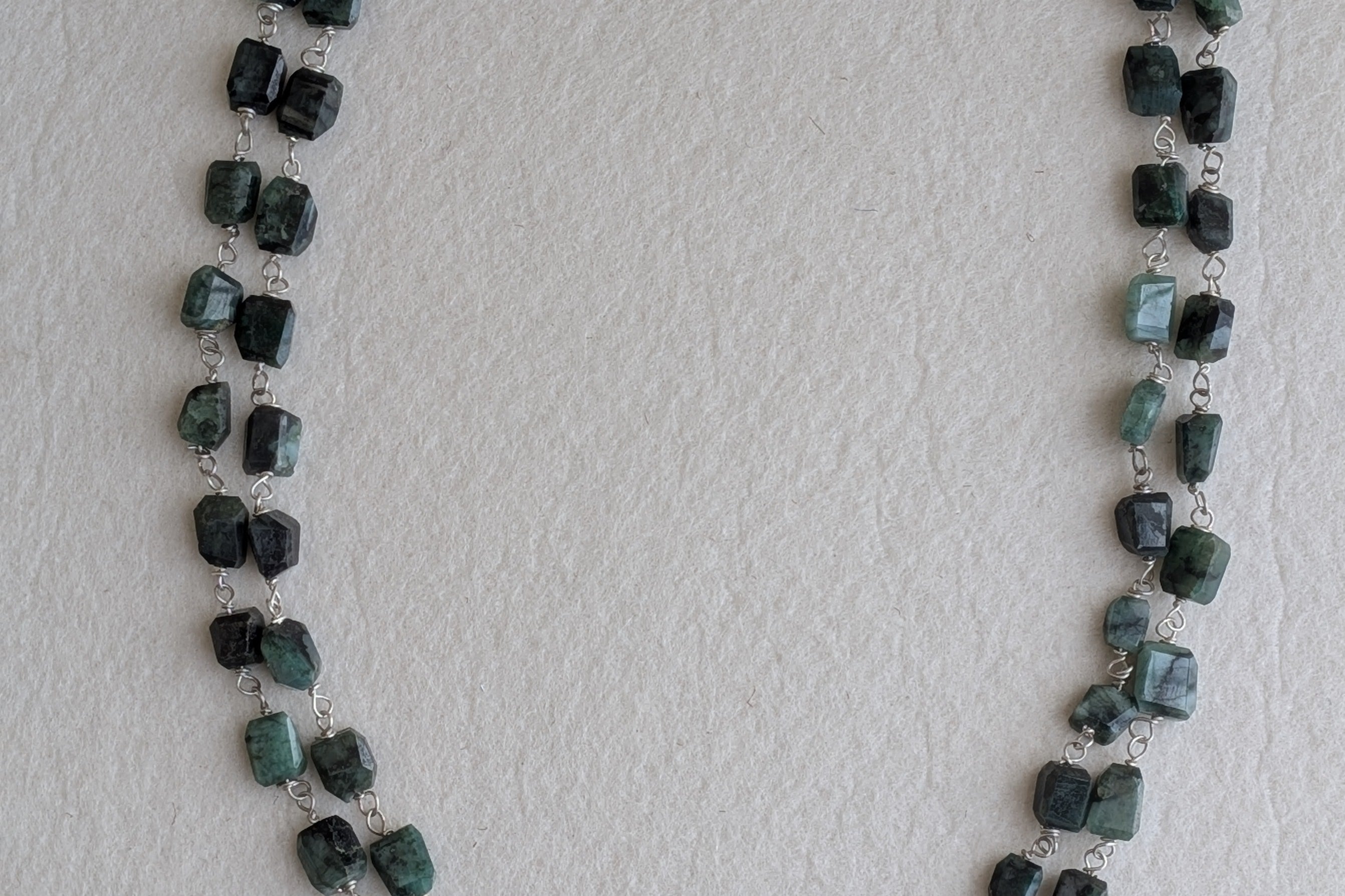 Panna - Hairloom Emerald & Labradorite Necklace with Intricate Jadau Work - 925 Silver