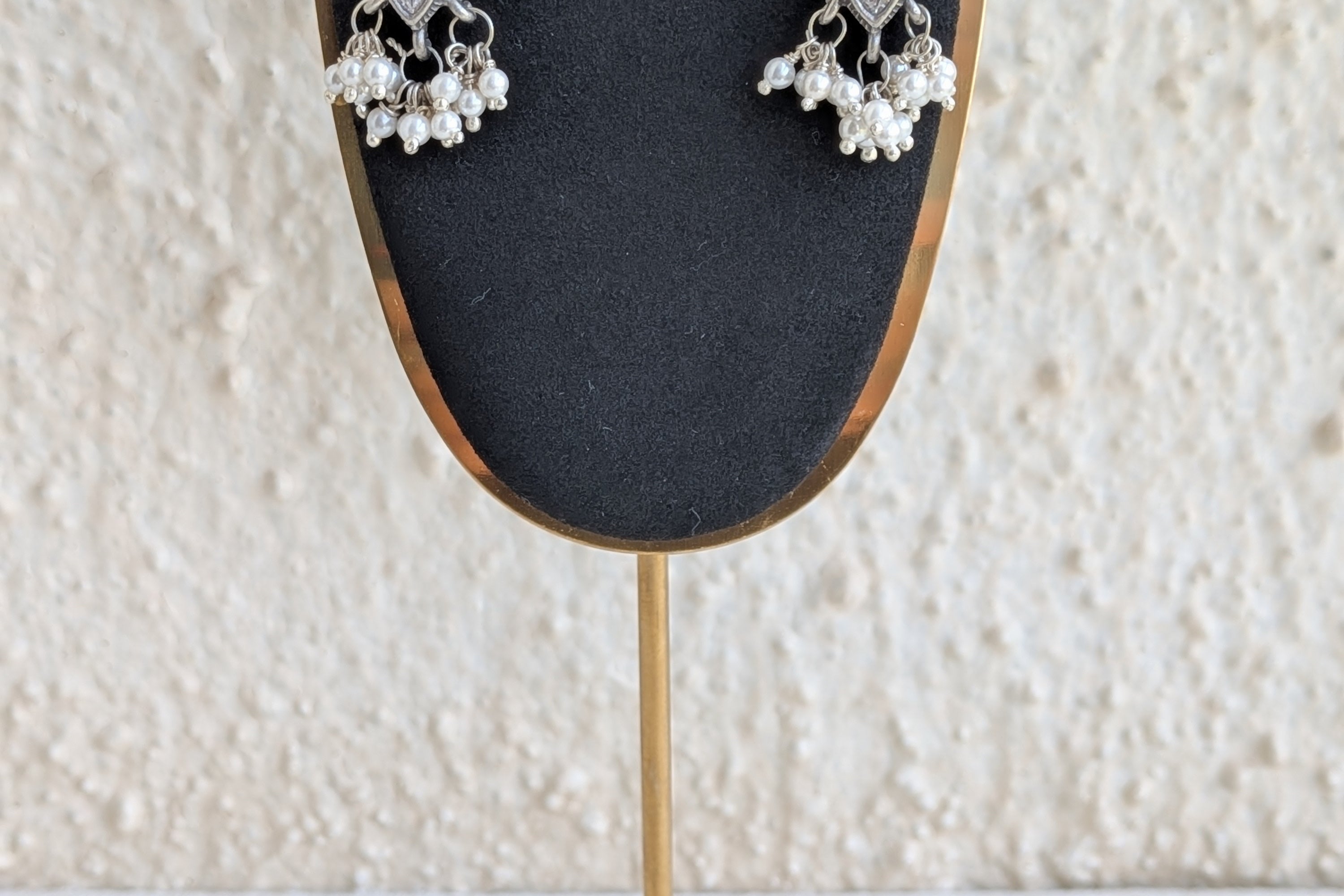 Handcrafted in 925 Silver | White Zircon and Freshwater Pearls Earrings