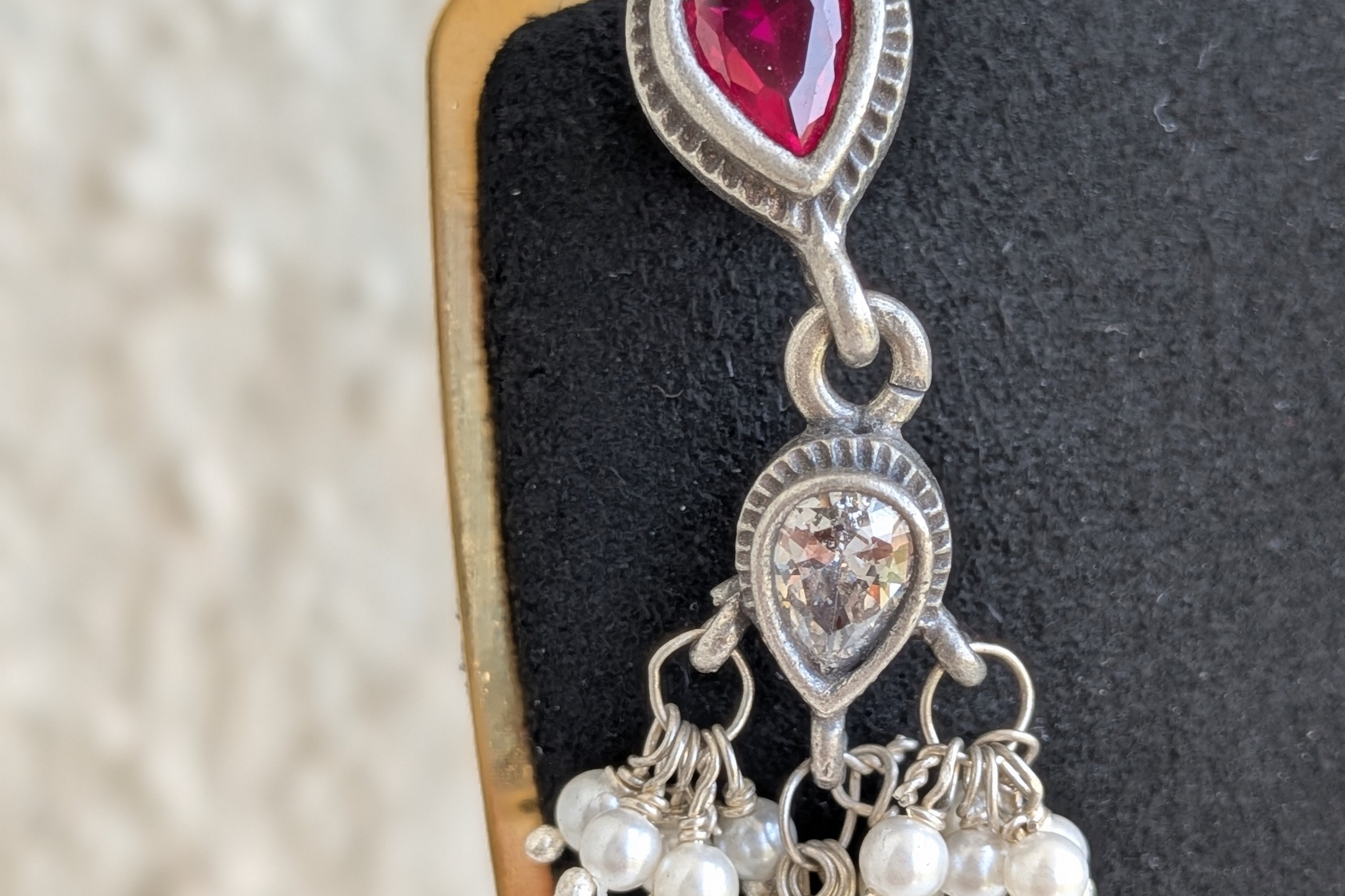 Handcrafted in 925 Silver | Pink Zircon & Freshwater Pearls Earrings