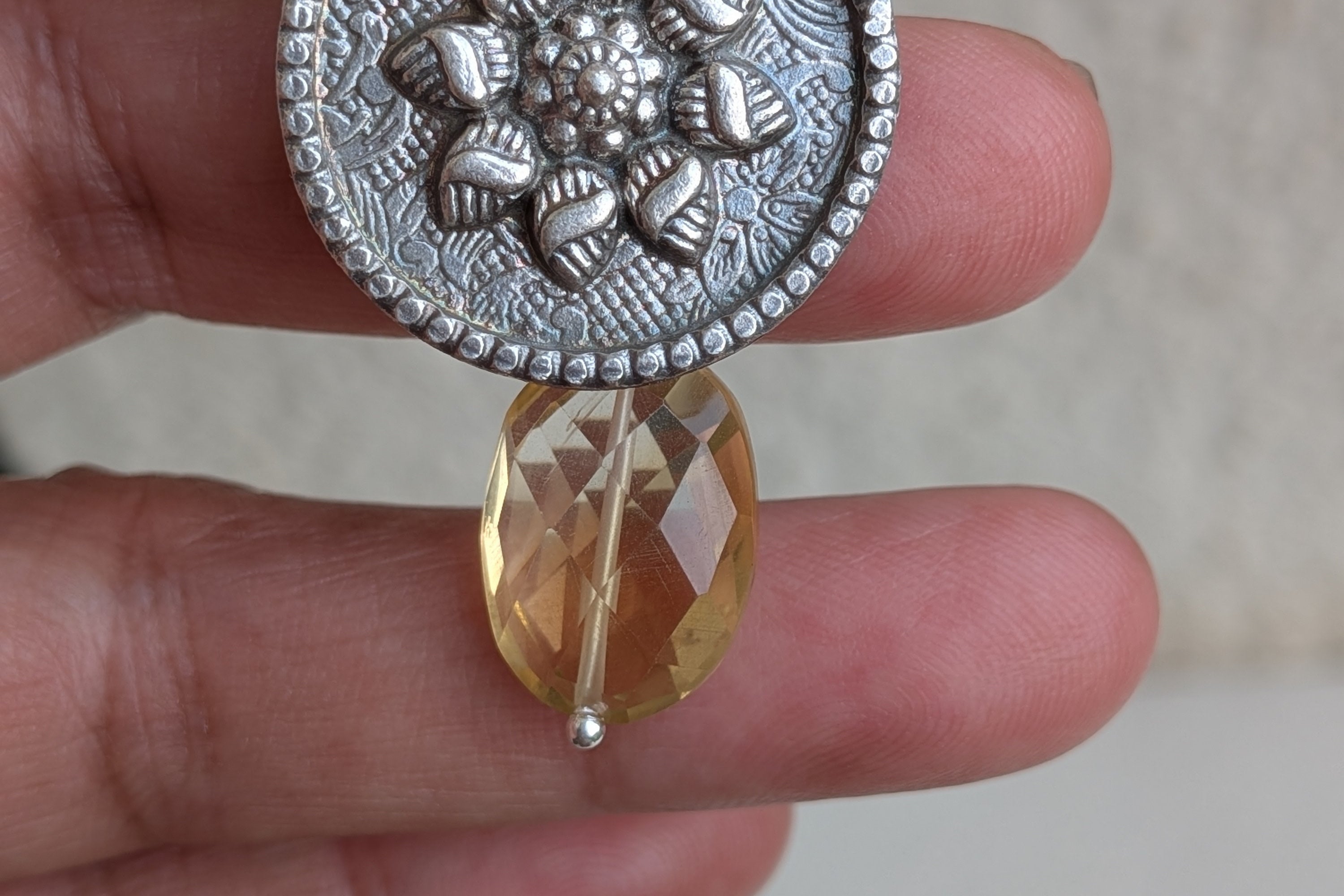 Cita 925 Silver Citrine Earrings | Handcrafted Sterling Silver | Artificcers