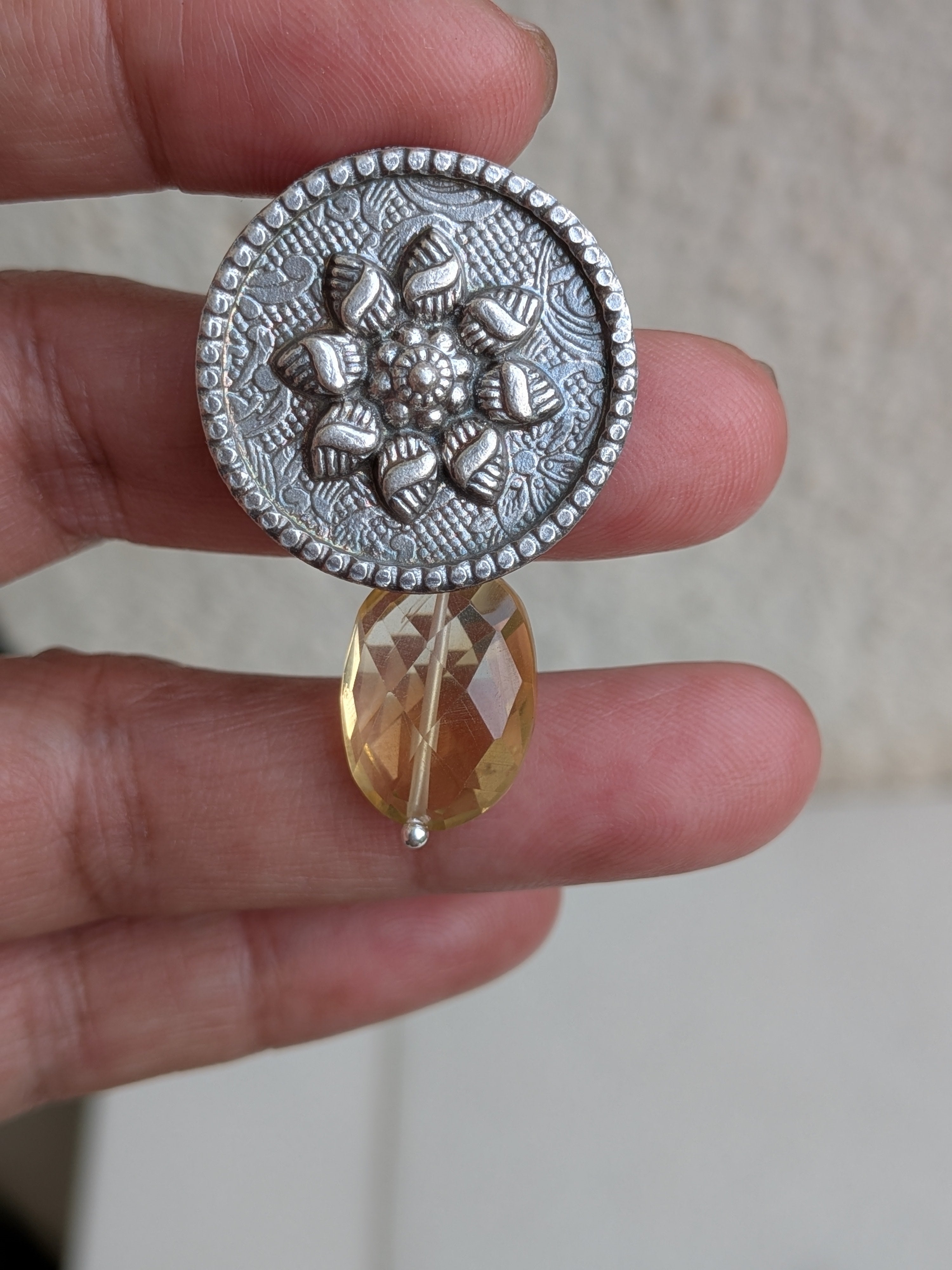 Cita 925 Silver Citrine Earrings | Handcrafted Sterling Silver | Artificcers