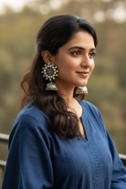Motiya - 925 Silver Jhumka and detachable Ear Chain Embellished with Natural Pearls