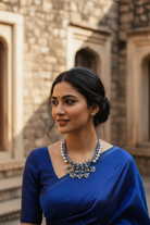 Neel Mogra - 925 Sterling Silver Tanmani adorned with Silver and Zircon beads & Freshwater Pearls