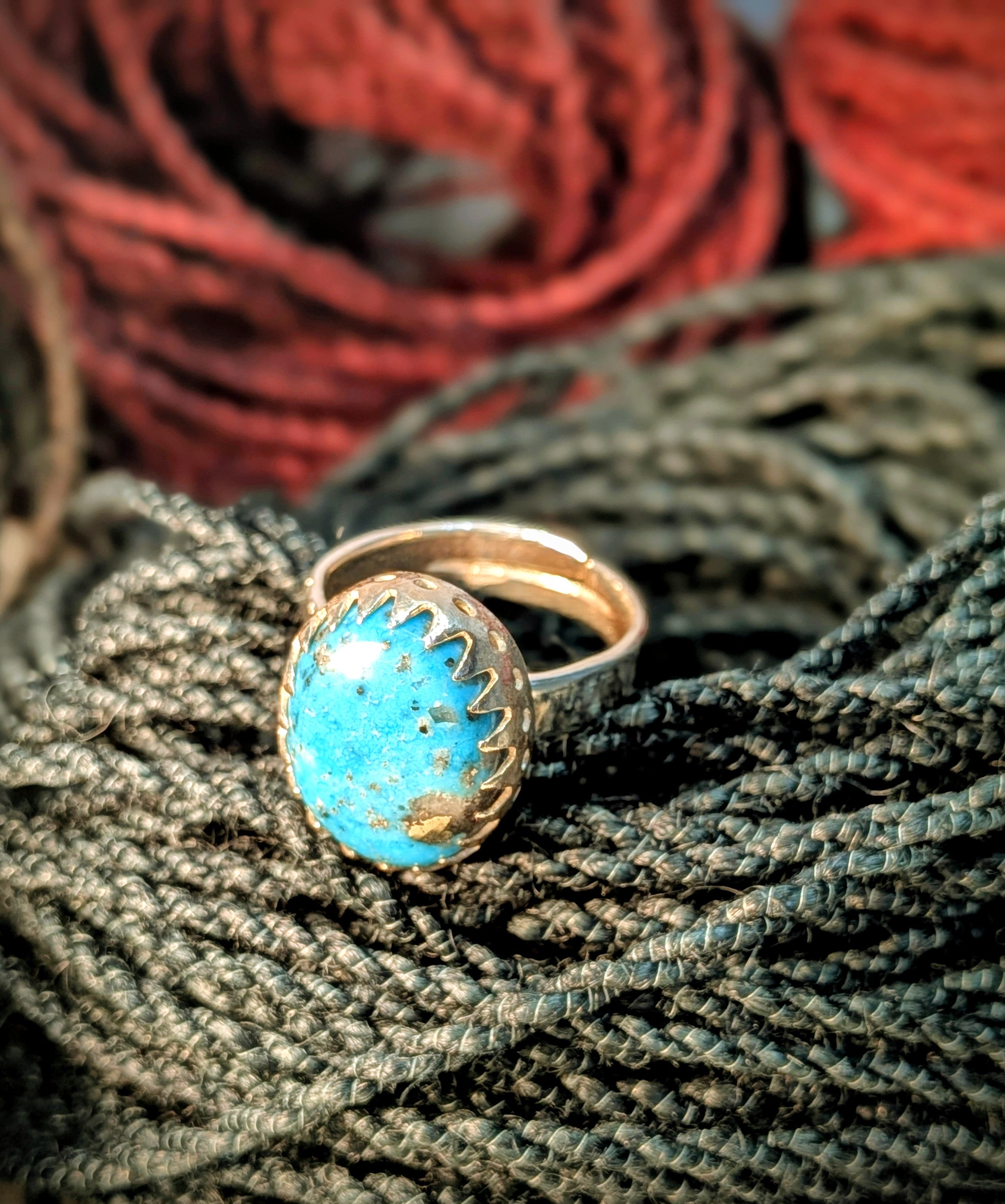 Neela- 925 Silver ring studded with original turquoise (Irani Phiroza)