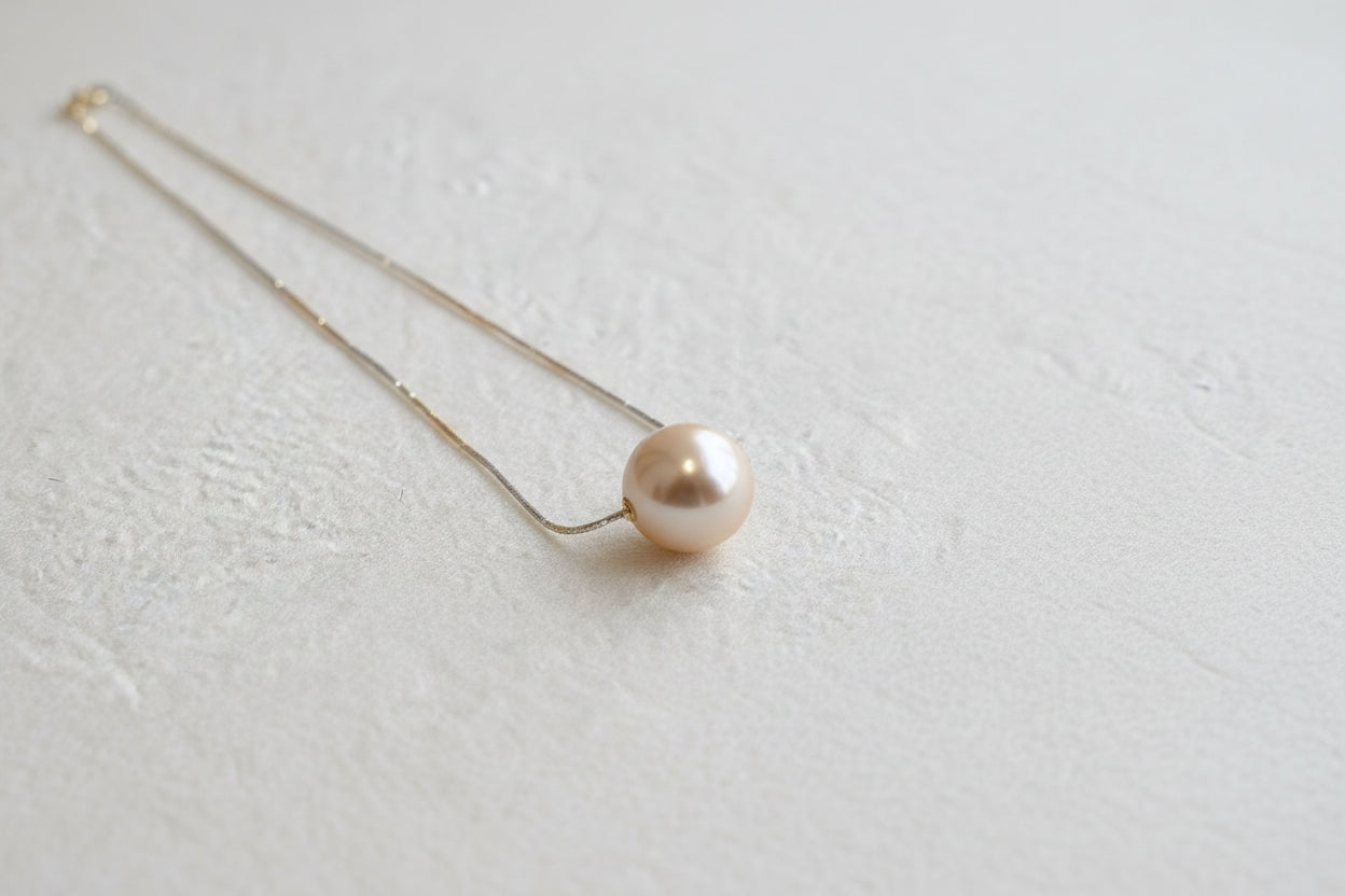 Padma - Golden South Sea Pearl Necklace with Sterling Silver Chain