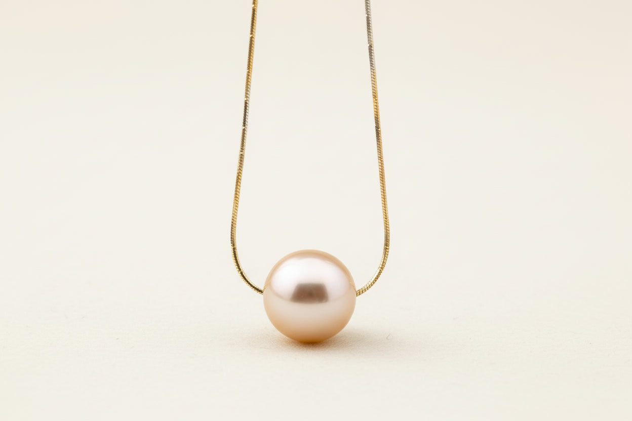 Padma - Golden South Sea Pearl Necklace with Sterling Silver Chain