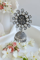 Motiya - 925 Silver Jhumka and detachable Ear Chain Embellished with Natural Pearls