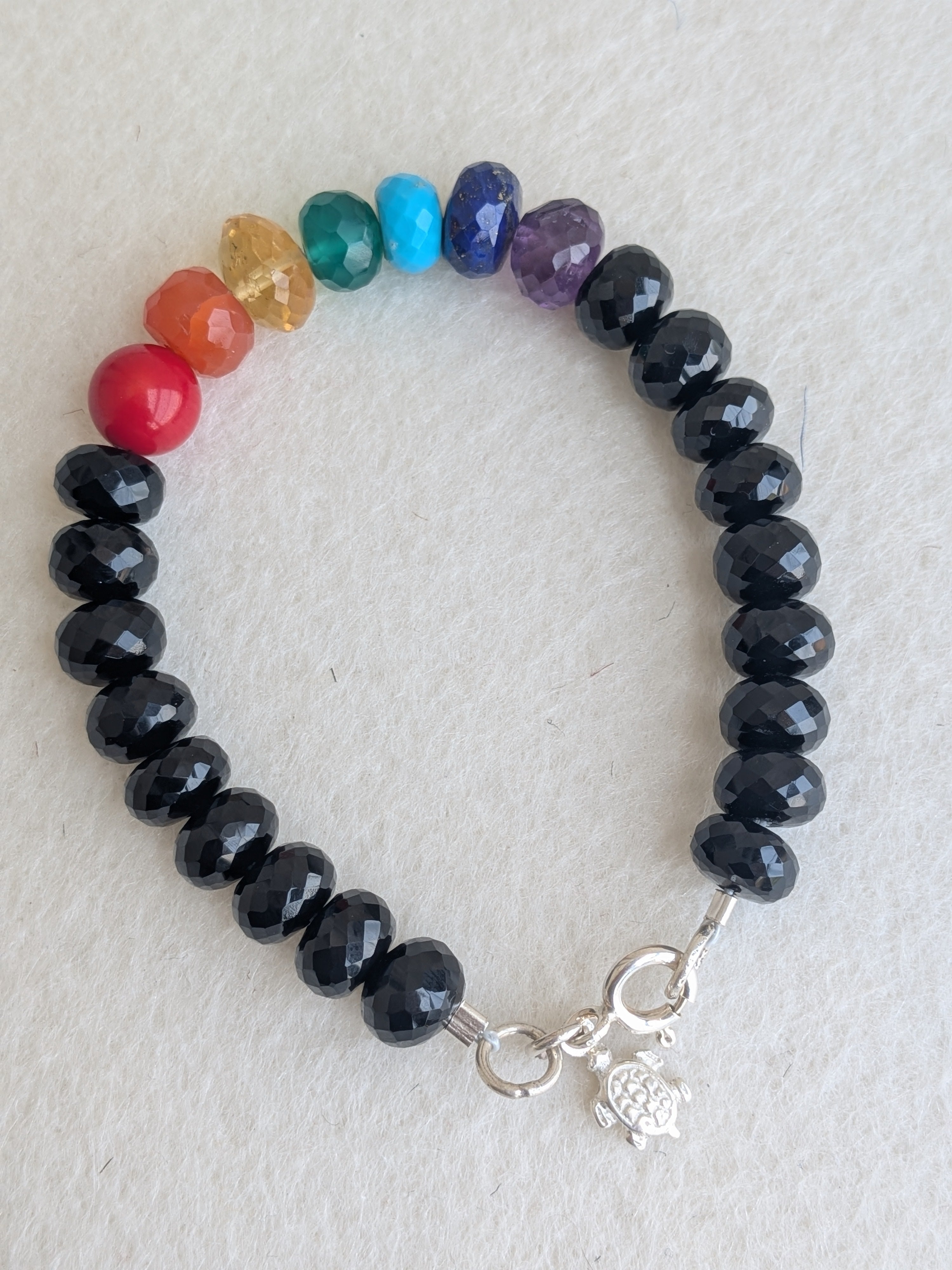 Sapta Chakra - Original stones Bracelet with 925 silver fittings