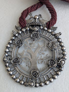 Vasanta - Heirloom Antique 925 Silver Extra Large Pendant Necklace with Jute Dori