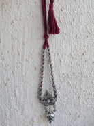 Aradhya - Antique 925 Silver Heirloom Neckpiece with Cotton Thread