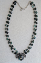 Panna - Hairloom Emerald & Labradorite Necklace with Intricate Jadau Work - 925 Silver