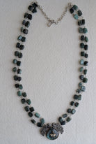 Panna - Hairloom Emerald & Labradorite Necklace with Intricate Jadau Work - 925 Silver