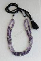 Handcrafted AAA+ amethyst two strand necklace in 925 sterling silver from Artificcers