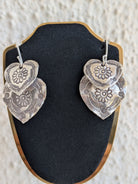 Handcrafted double leaf dangle earrings in authentic 925 silver with light oxidized finish. Perfect for traditional and fusion looks