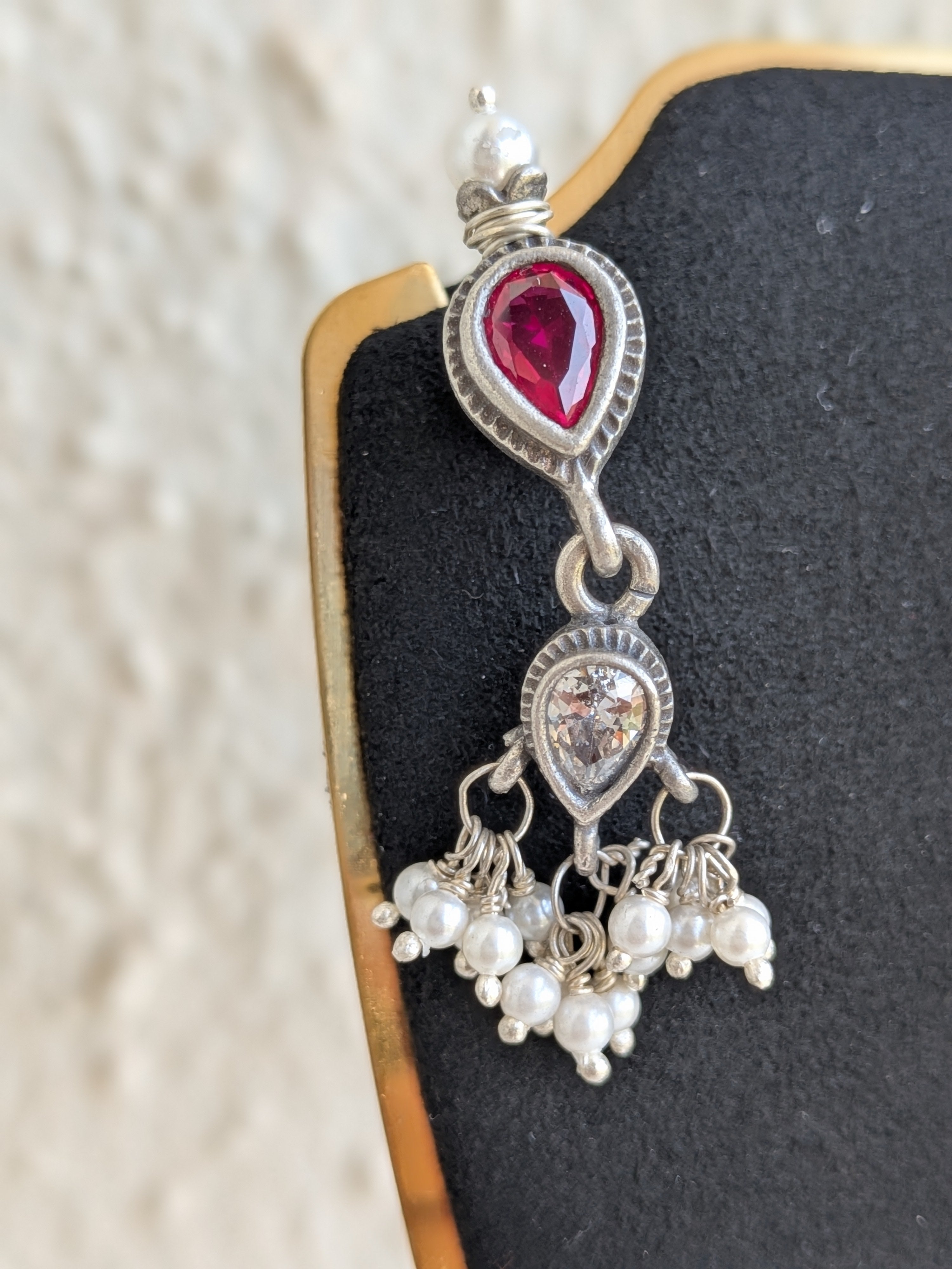 Handcrafted in 925 Silver | Pink Zircon & Freshwater Pearls Earrings