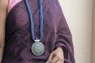 Nalini - Stunning Ethnic Large Antique Silver pendant paired with Jute thread neckpiece