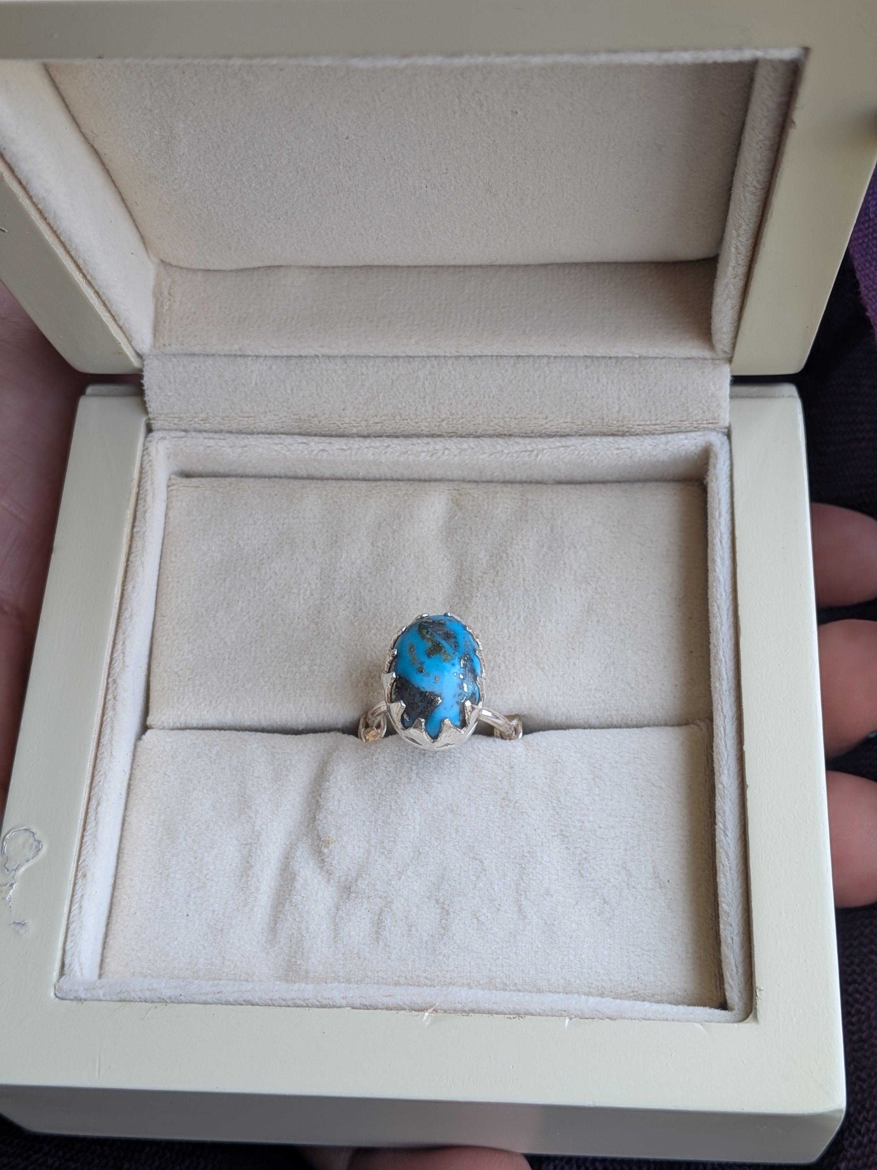 Neela- 925 Silver ring studded with original turquoise (Irani Phiroza)