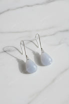 925 Silver earrings with original blue Calcedony stone