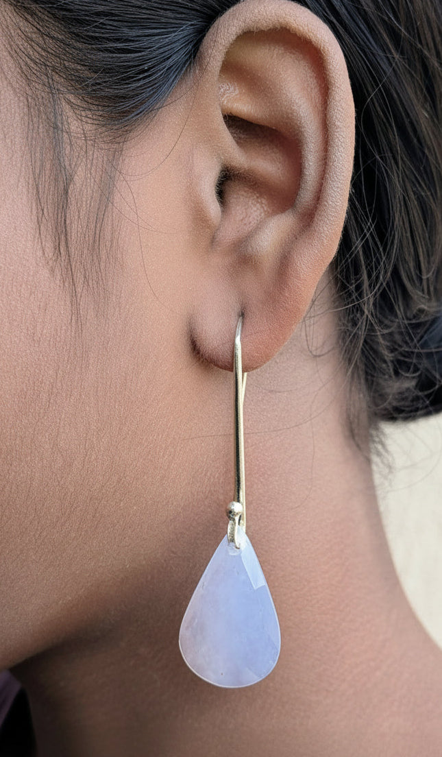 925 Silver earrings with original blue Calcedony stone