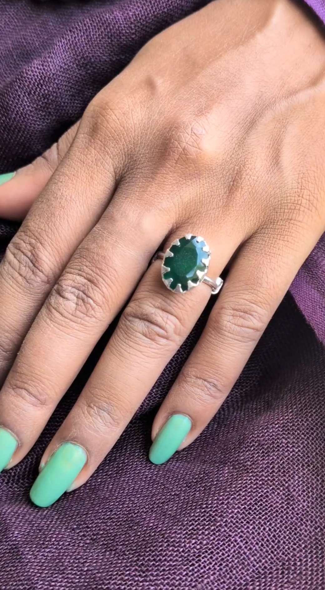 925 sterling silver ring set with natural parrot green quartz. A vibrant stone of prosperity and growth, handcrafted for bold, nature-inspired elegance.