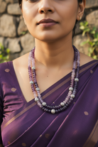 Handcrafted AAA+ amethyst two strand necklace in 925 sterling silver from Artificcers