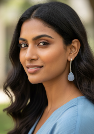 Handcrafted 925 sterling silver U-hook earrings with genuine Blue Chalcedony drop stone. Lightweight, elegant, and perfect for everyday luxury