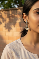Handcrafted in 925 Silver, White Zircon and Freshwater Pearls Earrings