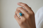 Neela- 925 Silver ring studded with original turquoise (Irani Phiroza)